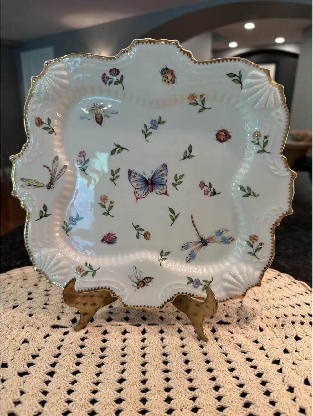 Vintage I Godinger & Co  Plate W/ Butterfly Flowers Insects 10” Exc